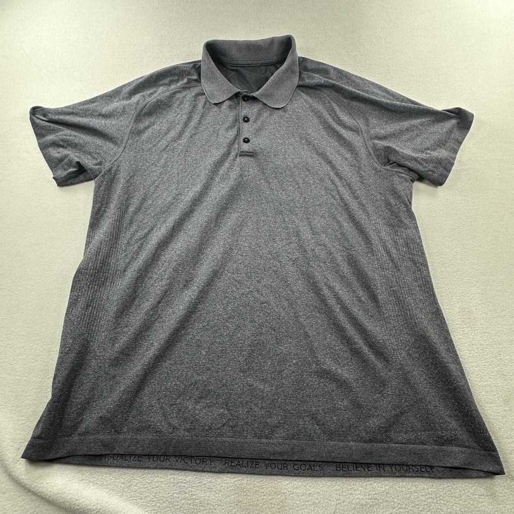 Lululemon Polo Shirt Mens 2XL Gray Heather Metal Vent Tech Performance Golf
